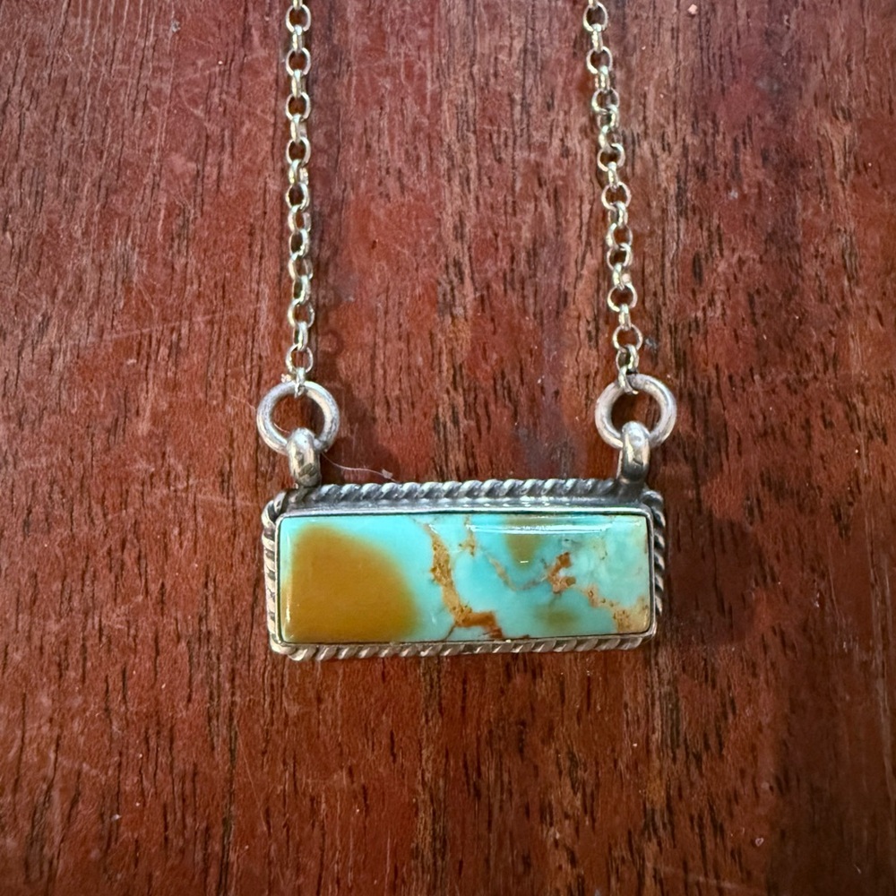 NWT Royston Turquoise Sterling necklace signed and stamped Navajo Necklace 18”